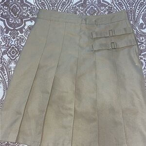 French Toast Tan Pleated Skirt